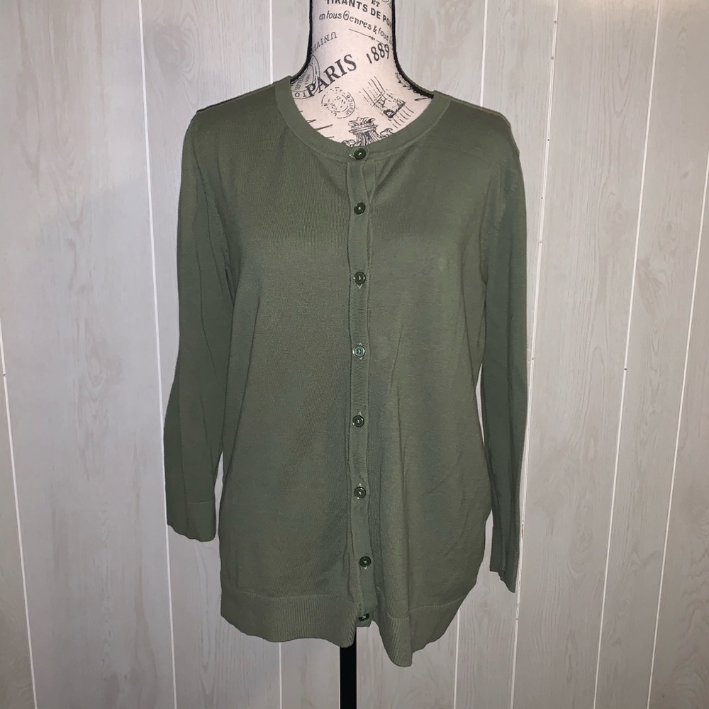 💜Merona green crew neck cardigan